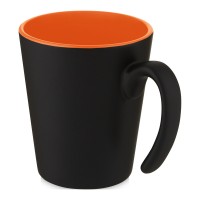 Oli 360 ml keramische mok met handvat. Oranje, Zwart