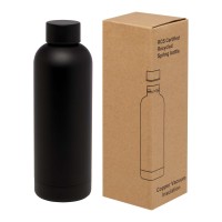 Spring 500 ml RCS-gecertificeerde gerecyclede roestvrijstalen koperen vacuümgeïsoleerde fles, Zwart