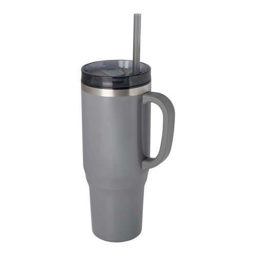 Melbourne 1200 ml RCS-zertifizierter Isolierbecher mit Strohhalm, grau