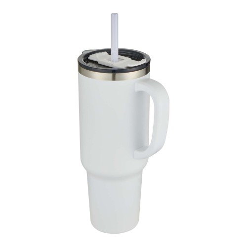 Sydney 1200 ml double wall RCS certified copper vacuum insulated tumbler with straw, White