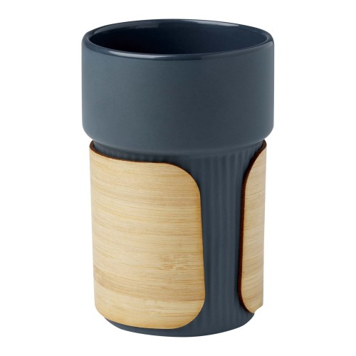 Fika 340 ml beker met bamboe hoes, Hale blauw