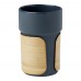 Fika 340 ml beker met bamboe hoes, Hale blauw