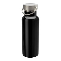 Thor 500 ml RCS-zertifizierte Trinkflasche aus Edelstahl, schwarz
