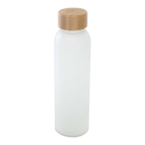 Lume 500 ml matte soda lime glass bottle with bamboo lid, White