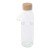 Porto 500 ml glazen waterfles met siliconen handgreep en bamboe deksel, Transparant helder