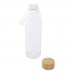 Porto 500 ml glazen waterfles met siliconen handgreep en bamboe deksel, Transparant helder