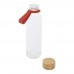 Porto 500 ml glazen waterfles met siliconen handgreep en bamboe deksel, Baksteen