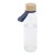 Porto 500 ml glazen waterfles met siliconen handgreep en bamboe deksel, Oceaanblauw