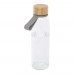 Porto 500 ml glazen waterfles met siliconen handgreep en bamboe deksel, Grijs