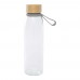 Porto 500 ml glazen waterfles met siliconen handgreep en bamboe deksel, Grijs