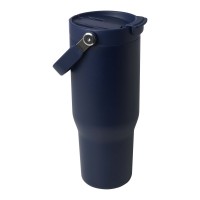 Bronx 900 ml RCS gecertificeerde. vacuüm geïsoleerde beker van gerecycled roestvrij staal en koper met deksel met dubbele functie, Marineblauw
