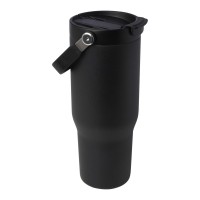 Bronx 900 ml RCS gecertificeerde. vacuüm geïsoleerde beker van gerecycled roestvrij staal en koper met deksel met dubbele functie, Zwart