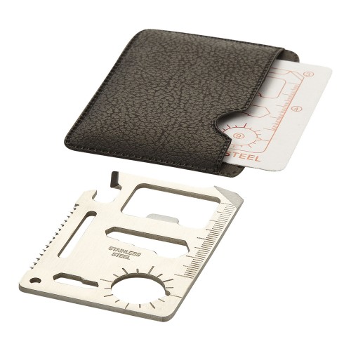 Saki Taschen Werkzeugkarte mit 15 Funktionen. silber, schwarz Saki Taschen Werkzeugkarte mit 15 Funktionen. silber, schwarz