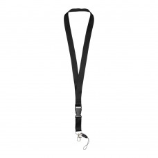 Sagan lanyard met afneembare gesp en telefoonhouder, Zwart