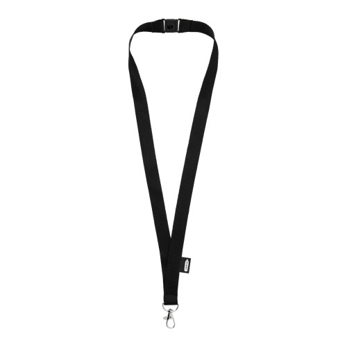 Tom gerecyclede PET lanyard met veiligheidssluiting, Zwart