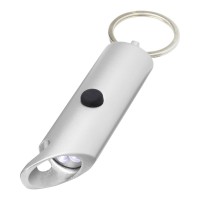 Flare RCS recycled aluminium IPX LED light and bottle opener with keychain, Silver