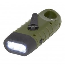 Helios zaklamp met zonnedynamo van gerecycled plastic met karabijnhaak, Legergroen