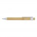 Rattan bamboo and recycled plastic ballpoint pen (black ink), White