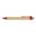 Rattan bamboo and recycled plastic ballpoint pen (black ink), Red