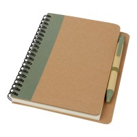 Priestly recycled notebook with pen. Heather green, Natural