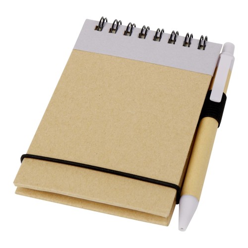 Zuse A7 recycled jotter notepad with pen. Lilac, Natural