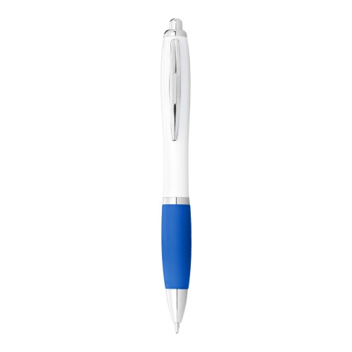 Nash balpen met witte houder en gekleurde grip (zwarte inkt). Wit, Aqua