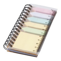 Spinner spiral notebook with coloured sticky notes, Natural