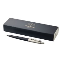 Parker Jotter Bond Street ballpoint pen (blue ink). Black, Silver