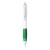 Nash ballpoint pen white barrel and coloured grip (blue ink). White, Green