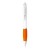 Nash ballpoint pen white barrel and coloured grip (blue ink). White, Orange