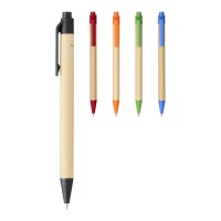Berk balpen van gerecycled karton en maïs-kunststof (zwarte inkt), Groen