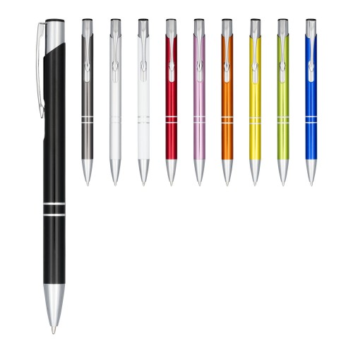 Moneta anodized aluminium click ballpoint pen (black ink), Blue