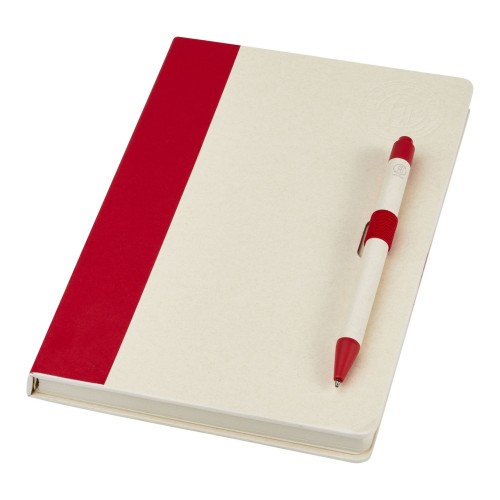 Dairy Dream A5 Notizbuch und Kugelschreiber-Set aus recyceltem Milchkarton, rot