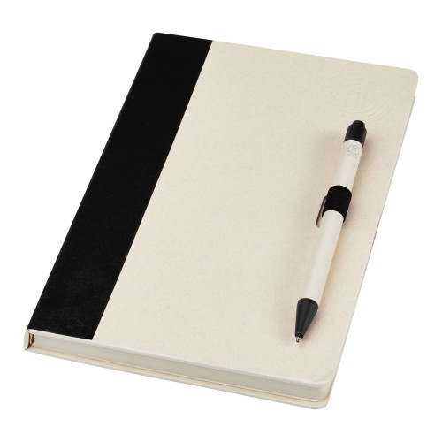 Dairy Dream A5 Notizbuch und Kugelschreiber-Set aus recyceltem Milchkarton, schwarz
