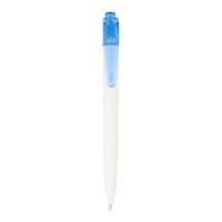Thalaasa ocean-bound plastic ballpoint pen (black ink). Transparent blue, White