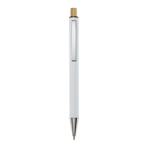 Cyrus balpen van gerecycled aluminium (blauwe inkt), Wit