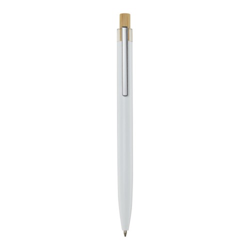 Nooshin balpen van gerecycled aluminium (zwarte inkt), Wit