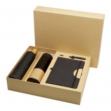 Carmen A5 hard cover notebook and ballpoint pen gift set (black ink), Black