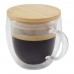 Lenora 250 ml Glasbecher mit Bambusdeckel, transparent klar Lenora 250 ml Glasbecher mit Bambusdeckel, transparent klar