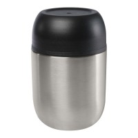 Supo 480 ml dubbelwandige lunchpot van gerecycled roestvrij staal met opvouwbare lepel, Zilver