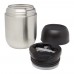 Supo 480 ml dubbelwandige lunchpot van gerecycled roestvrij staal met opvouwbare lepel, Zilver