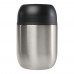 Supo 480 ml dubbelwandige lunchpot van gerecycled roestvrij staal met opvouwbare lepel, Zilver
