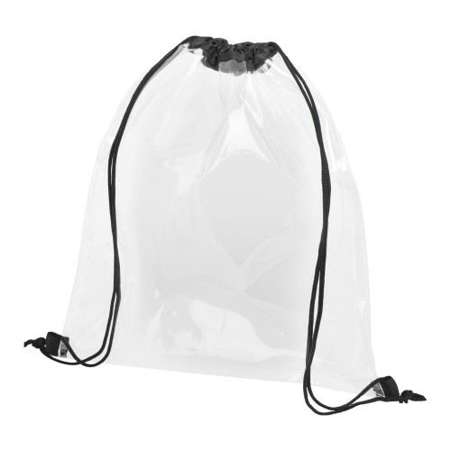 Lancaster transparent drawstring bag 5L. Black, Transparent clear