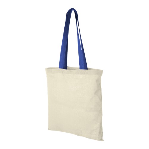 Nevada 100 g/m² cotton tote bag coloured handles 7L. Natural, Royal blue