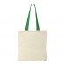 Nevada 100 g/m² cotton tote bag coloured handles 7L. Natural, Bright green