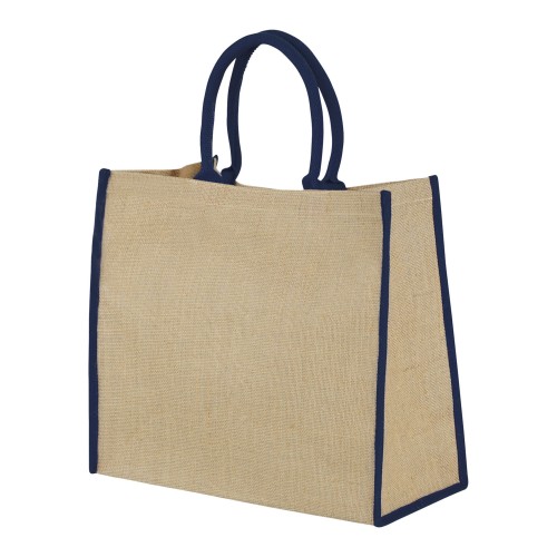 Harry farbige Jute Tragetasche 25L. natur, navy