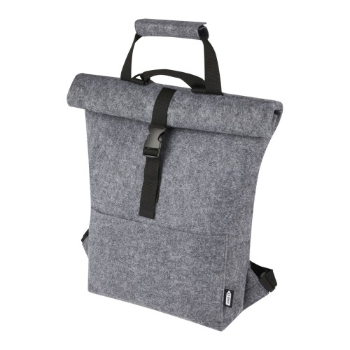 Felta GRS recycled felt roll-top bike bag 13L, Medium grey