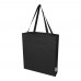 Madras 140 g/m² Baumwoll Tragetasche mit Seitenfalten aus GRS recycelter Baumwolle 12L, schwarz
