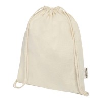 Oregon 140 g/m² GRS recycled cotton drawstring bag, Natural