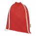 Oregon tas met trekkoord van 140 g/m² GRS gerecycled katoen, Rood